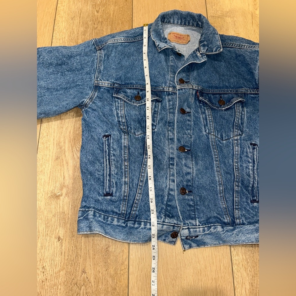Vintage LEVIS Blue Denim Jean Jacket 57508-0214 MADE IN USA Red Tab Womens Large - Picture 14 of 15